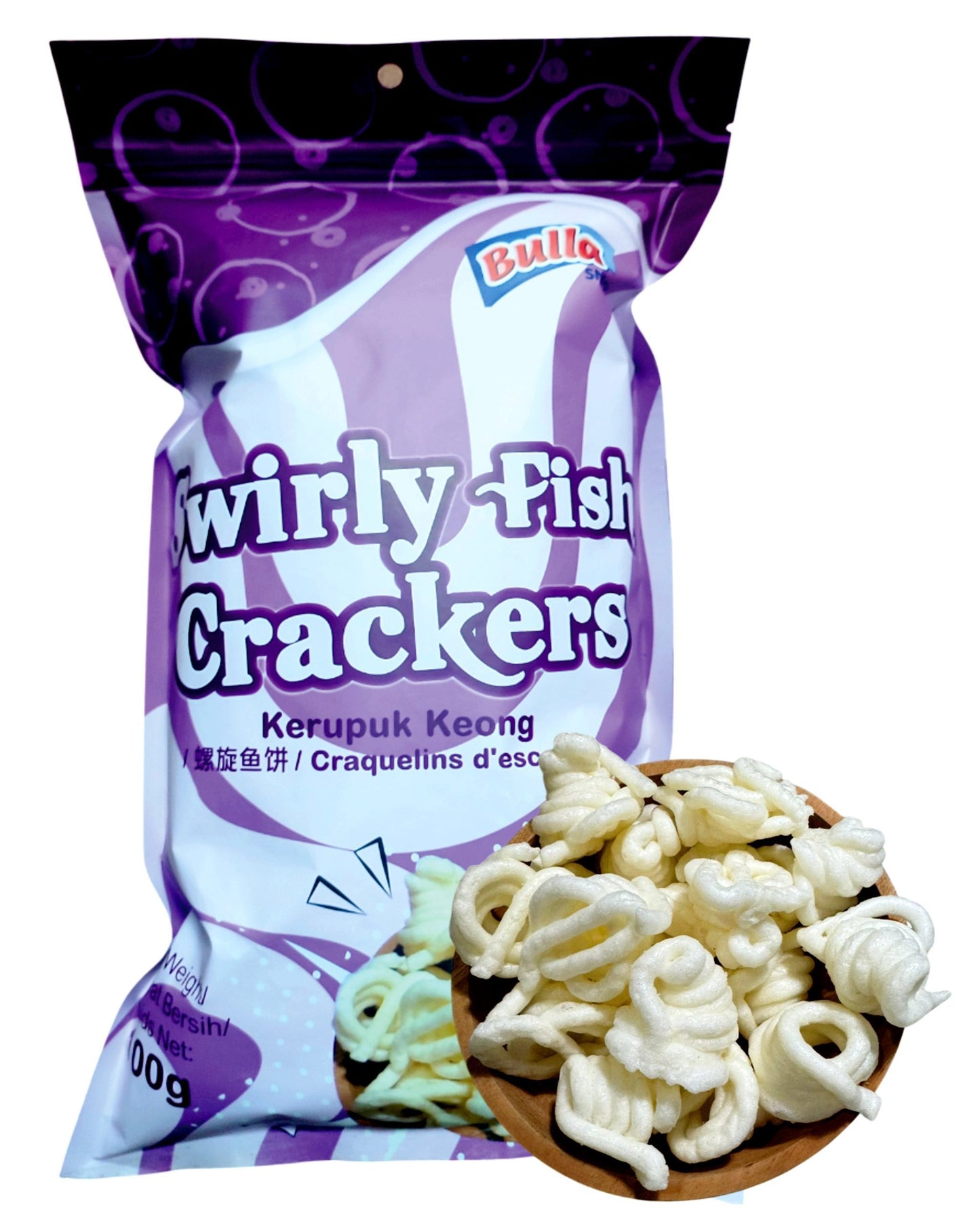 Bulla Fish Snack Crackers Swirly Keong 100g